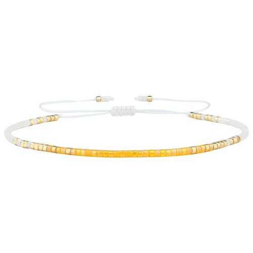 KELITCH Neue Miyuki Seed Bead Wickelarmbänder Gewebte Böhmische Freundschaftsarmbänder Armreifen für Damen (Gelb 20I) von KELITCH