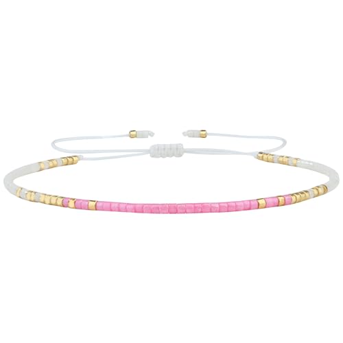 KELITCH Neue Miyuki Seed Bead Wickelarmbänder Gewebte Böhmische Freundschaftsarmbänder Armreifen für Damen (Rosa 20D) von KELITCH