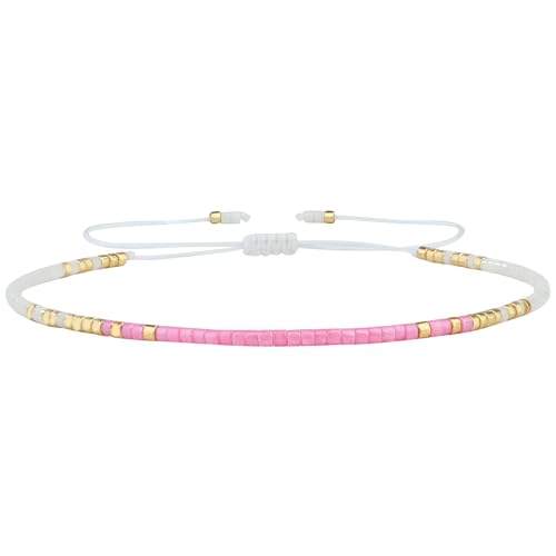 KELITCH Neue Miyuki Seed Bead Wickelarmbänder Gewebte Böhmische Freundschaftsarmbänder Armreifen für Damen (Rosa 20D) von KELITCH