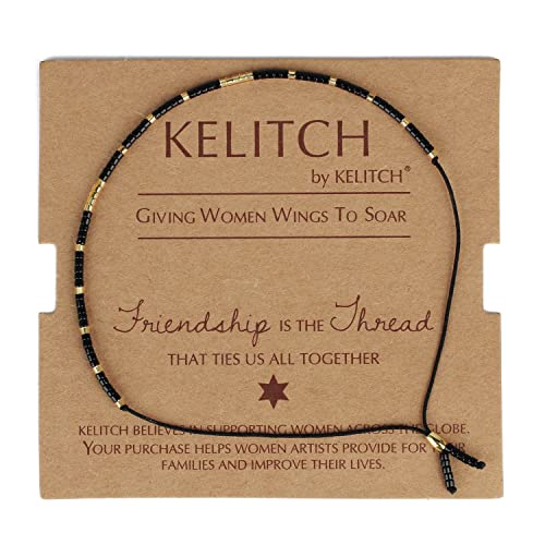 KELITCH Neue Miyuki Seed Bead Wrap Armbänder Gewebte böhmische Freundschaftsarmbänder Armreifen für Damen (Schwarz 1C) von KELITCH