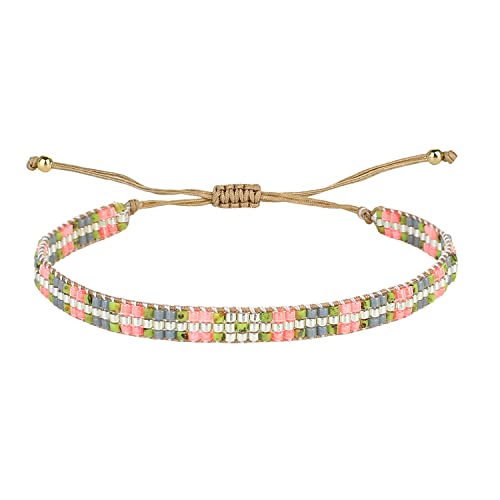 KELITCH Bunte Miyuki Perlen Armbänder Wax Seil Wrap Armbänder Zarted Handgemachte Multi-Pattern Armbänder Freundschaft Armbänder Für Damen Schmuck von KELITCH