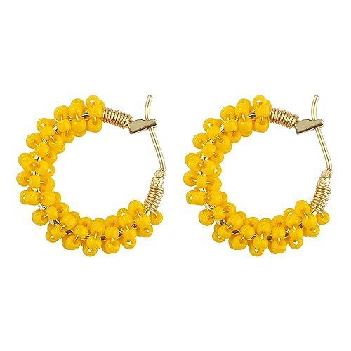 KELITCH Bunte Perlen Ohrringe Runde Hoop Ohrringe 18K Gold Huggie Ohrring für Damen von KELITCH