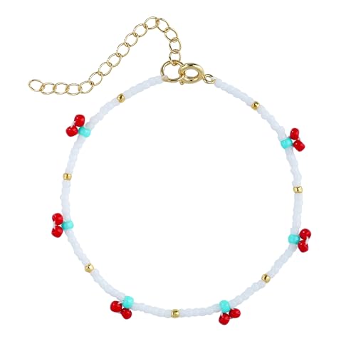 KELITCH Cherry Strand Armbänder Boho Tiny Armbänder Bunte Freundschaft Armbänder Verstellbare Kette für Frauen von KELITCH