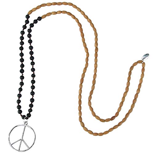 KELITCH Classic Peace Anhänger Halskette Love Hippie Frosted Crystal Beaded Halsketten (Lava 0c) von KELITCH