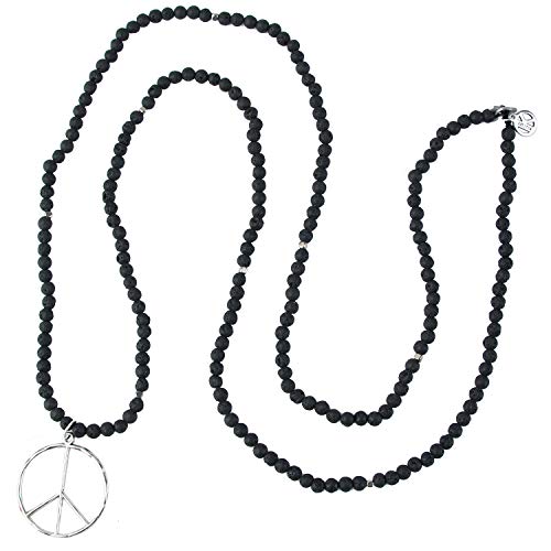 KELITCH Classic Peace Anhänger Halskette Love Hippie Frosted Crystal Beaded Halsketten (Schwarz 0a) von KELITCH