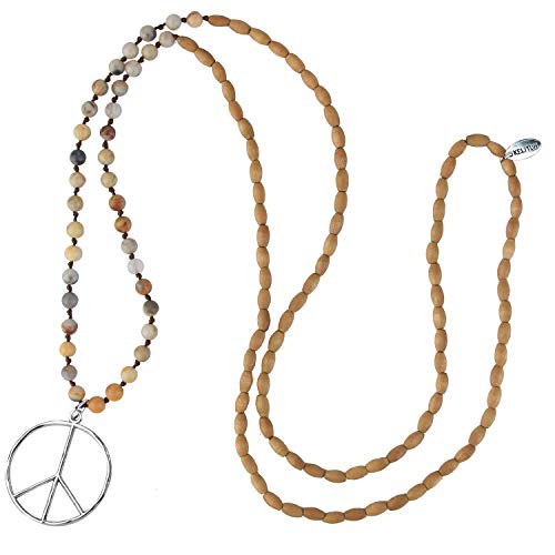 KELITCH Classic Peace Anhänger Halskette Love Hippie Frosted Crystal Beaded Halsketten (Stein 0b) von KELITCH
