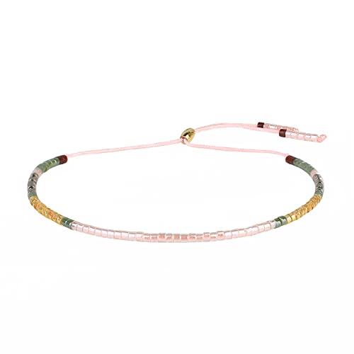 KELITCH Damen Kristall Freundschaftsarmbänder Handgemachte Neue Miyuki Perlen Charm Armbänder Armreifen (Rosa Grün) von KELITCH