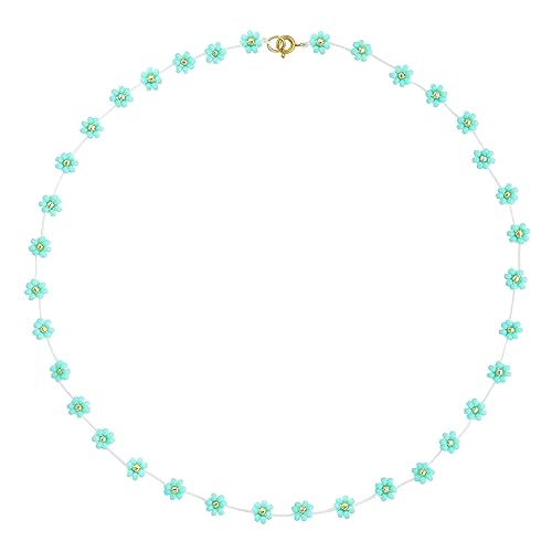 KELITCH Daisy Blume Choker Halsketten Handgemachte bunte Perlen Halsketten für Damen Strand Halsketten von KELITCH