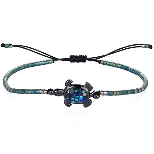 KELITCH Damen Abalone Muschel Armbänder 925 Silber Schildkröte Charm Armbänder Freundschaftsarmbänder Miyuki Rocailles Verstellbare Armbänder KELITCH Damen Abalone Muschel Armbänder 925 Silber Schildkröte Charm Armbänder Freundschaftsarmbänder Miyuki Rocailles Verstellbare Armbänder von KELITCH