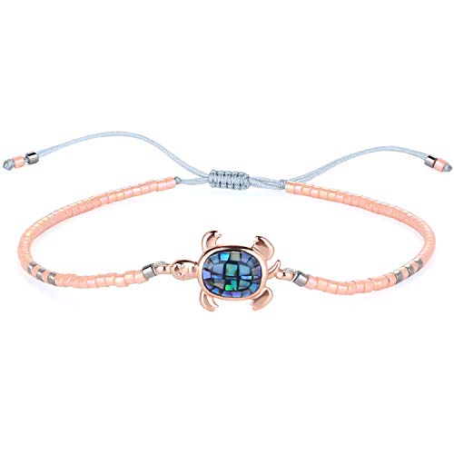 KELITCH Damen Abalone Muschel Armbänder 925 Silber Schildkröte Charm Armbänder Freundschaftsarmbänder Miyuki Rocailles Verstellbare Armbänder KELITCH Damen Abalone Muschel Armbänder 925 Silber Schildkröte Charm Armbänder Freundschaftsarmbänder Miyuki Rocailles Verstellbare Armbänder von KELITCH