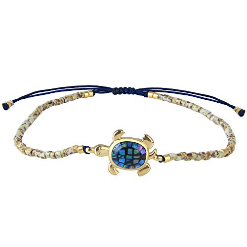 KELITCH Damen Muschel Armbänder 925 Silber Schildkröte Armbänder Freundschaftsarmbänder Miyuki Verstellbare Charm Armbänder von KELITCH