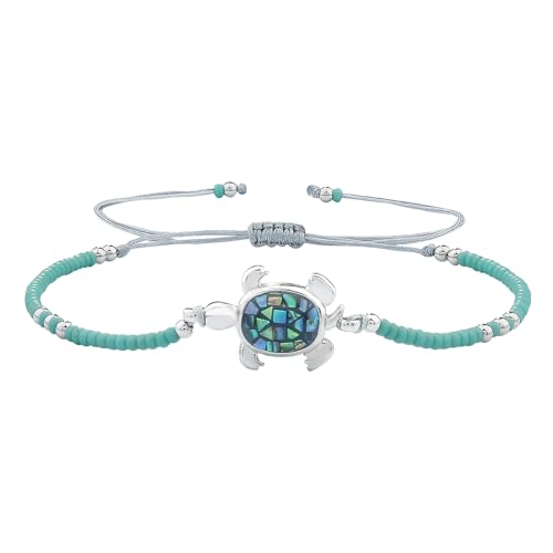 KELITCH Damen Abalone Muschel Armbänder 925 Silber Schildkröte Charm Armbänder Freundschaftsarmbänder Miyuki Rocailles Verstellbare Armbänder von KELITCH