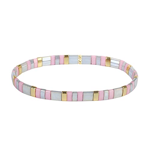 KELITCH Damen Armbänder Tila Perlen Miyuki Perlen Goldene Perlen Elastische Wrap für die Anpassung stapelbar Mode Schmuck Set für Damen von KELITCH