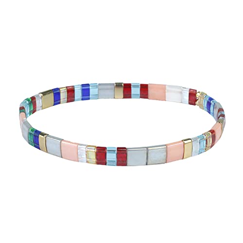 KELITCH Damen Armbänder Tila Perlen Miyuki Perlen Goldene Perlen Elastische Wrap für die Anpassung stapelbar Mode Schmuck Set für Damen von KELITCH