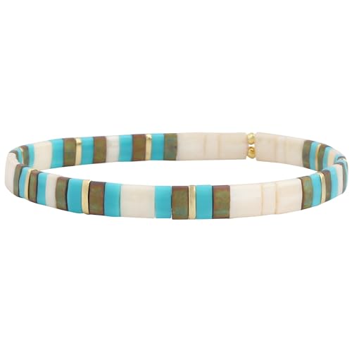 KELITCH Damen Armbänder Tila Perlen Miyuki Perlen Goldene Perlen Elastische Wrap für die Anpassung stapelbar Mode Schmuck Set für Damen von KELITCH
