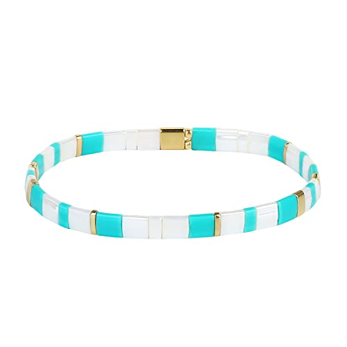 KELITCH Damen Armbänder Tila Perlen Miyuki Perlen Goldene Perlen Elastische Wrap für die Anpassung stapelbar Mode Schmuck Set für Damen von KELITCH