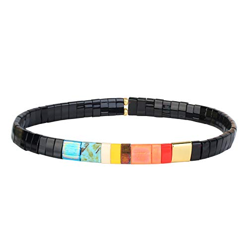 KELITCH Damen Candy Miyuki Perlen Armbänder Bunte Freundschaftsarmbänder TILA Stretch Armbänder Handgemachter Modeschmuck von KELITCH