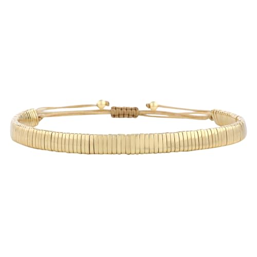 KELITCH Damen-Freundschaftsarmbänder Tila Kristallperlen Armband Handgefertigtes stapelbares Candy Wrap Armband - Gold 25A von KELITCH