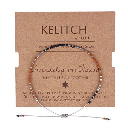 KELITCH Damen Kristall Freundschaftsarmbänder Handgemachte Neue Miyuki Perlen Charm Armbänder Armreifen (Braun M) von KELITCH