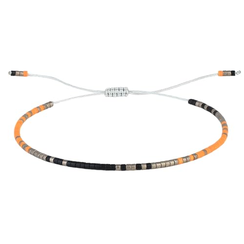 KELITCH Damen Kristall Freundschaftsarmbänder Handgemachte Neue Miyuki Perlen Charm Armbänder Armreifen (Orange F) von KELITCH