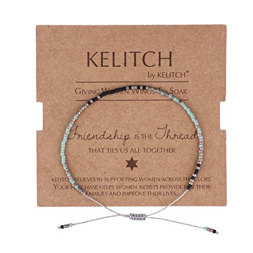 KELITCH Damen Kristall Freundschaftsarmbänder Handgemachte Neue Miyuki Perlen Charm Armbänder Armreifen (Tiffany Blau K) von KELITCH