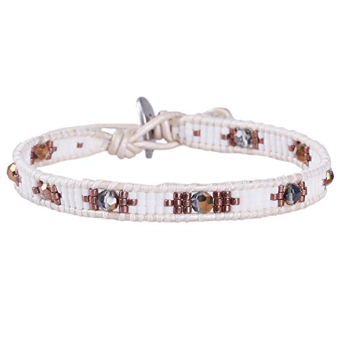 KELITCH Damen Kristall Perlen Wickelarmband Wthire Leder Armband Miyuki Charm Armbänder Schmuck Neu von KELITCH