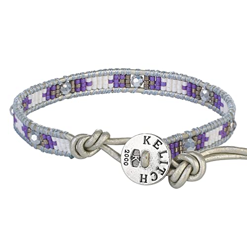 KELITCH Damen Kristall Türkis Armbänder Seed Perlen Muster Charme Armbänder Leder Wrap Armbänder von KELITCH