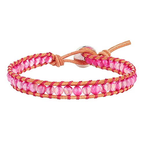 KELITCH Damen Leder Wrap Armbänder Handgefertigt Strand Armbänder Bunte Steine Perlen Armbänder KELITCH Damen Leder Wrap Armbänder Handgefertigt Strand Armbänder Bunte Steine Perlen Armbänder von KELITCH