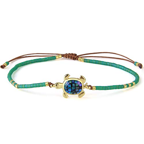 KELITCH Damen Abalone Muschel Armbänder 925 Silber Schildkröte Charm Armbänder Freundschaftsarmbänder Miyuki Rocailles Verstellbare Armbänder KELITCH Damen Abalone Muschel Armbänder 925 Silber Schildkröte Charm Armbänder Freundschaftsarmbänder Miyuki Rocailles Verstellbare Armbänder von KELITCH