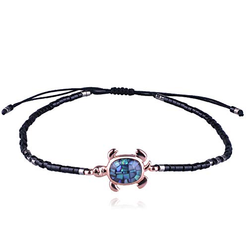 KELITCH Damen Abalone Muschel Armbänder 925 Silber Schildkröte Charm Armbänder Freundschaftsarmbänder Miyuki Rocailles Verstellbare Armbänder von KELITCH