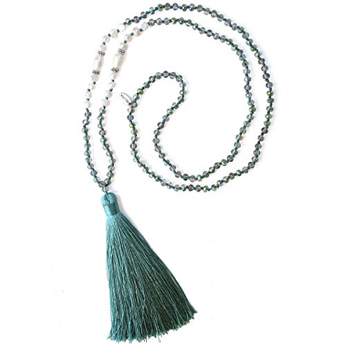 KELITCH Damen Quaste Halskette Süßwasser Perlenkette Böhmische Kristallkette für Damen von KELITCH