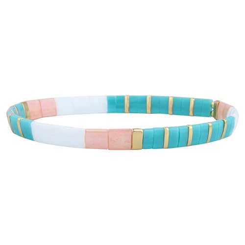 KELITCH Damen Regenbogen Armbänder Tila Perlen Armband Bunte Stretch Armbänder Klassischer Schmuck von KELITCH