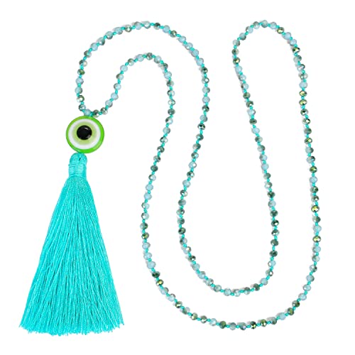 KELITCH Damen Strang Halsketten Auge Kristall Perlen Quaste Anhänger Halsketten Glückliche Freundschaft Modeschmuck von KELITCH