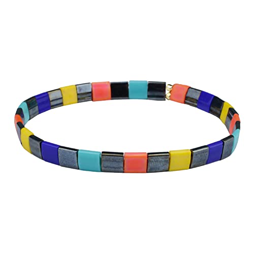 KELITCH Damen Stretch Armbänder Miyuki Tila Perlen Armbänder Regenbogen Strand Armbänder Strand Schmuck von KELITCH