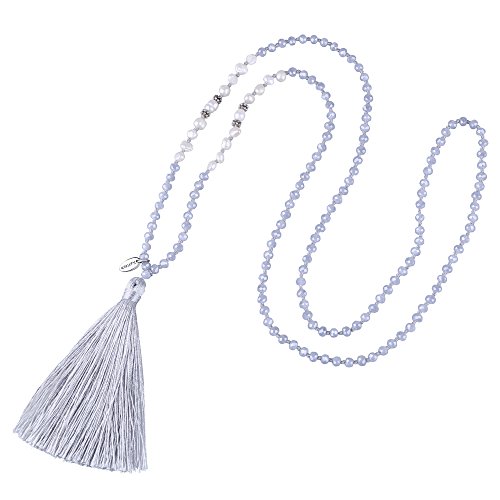 KELITCH Damen Süßwasserperlen Perlenkette Quaste Halskette Böhmische Lange Kristallketten Neu von KELITCH