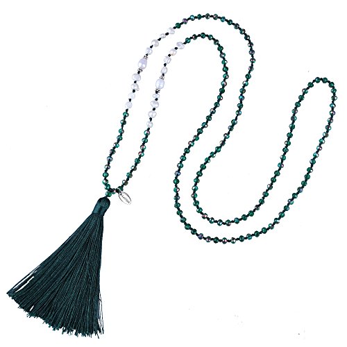 KELITCH Damen Süßwasserperlen Perlenkette Quaste Halskette Böhmische Lange Kristallketten Neu von KELITCH