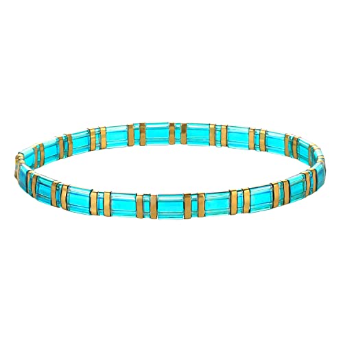 KELITCH Damen Tila Beads Charm Armband Stretch Armbänder Bonbonfarben Wrap Freundschaftsarmbänder - Blau G von KELITCH