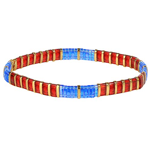 KELITCH Damen Tila Beads Charm Armband Stretch Armbänder Bonbonfarben Wrap Freundschaftsarmbänder - Rot Blau C KELITCH Damen Tila Beads Charm Armband Stretch Armbänder Bonbonfarben Wrap Freundschaftsarmbänder - Rot Blau C von KELITCH
