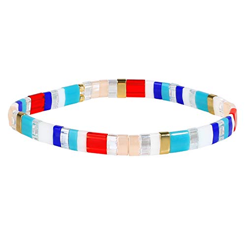 KELITCH Damen Tila Beads Charm Armband Stretch Armbänder Candy Colors Wrap Freundschaftsarmbänder - F von KELITCH
