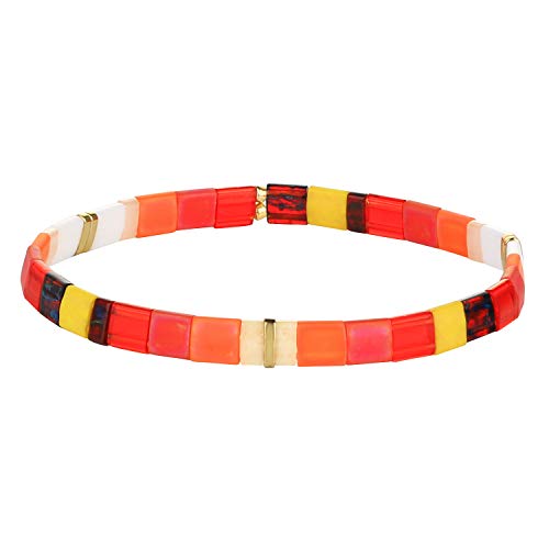 KELITCH Damen Tila Beads Charm Armband Stretch Armbänder Candy Colors Wrap Freundschaftsarmbänder - G von KELITCH