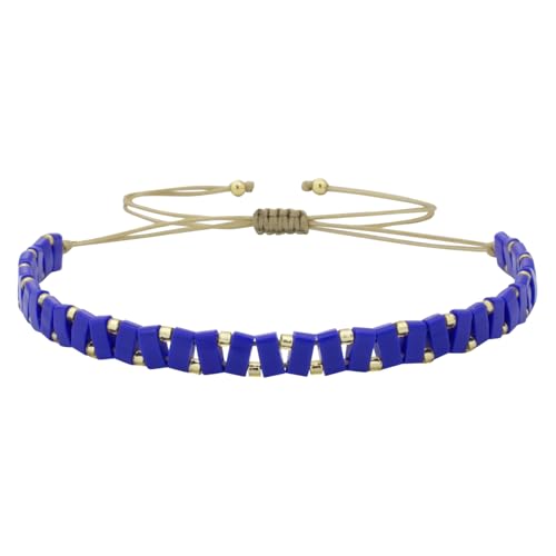 KELITCH Damen Tila Glod Perlen Armbänder Bunte Miyuki Freundschafts Armbänder zum Stapeln - Tiefblau 23D von KELITCH