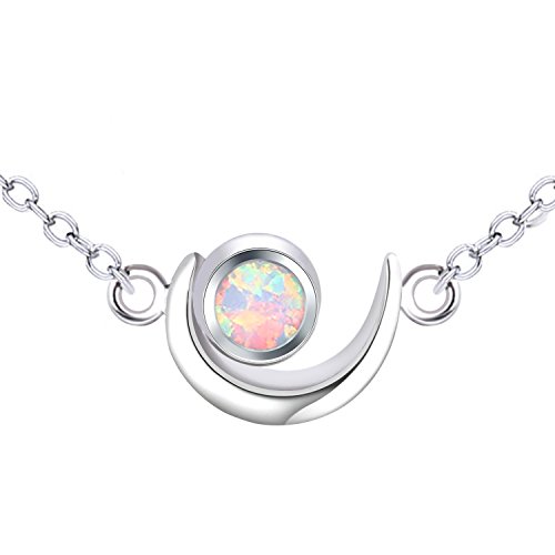 KELITCH Frauen Angel Wings Choker Halskette Top Opal Anhänger Halskette New Moon Ketten Halskette (Weiß) von KELITCH