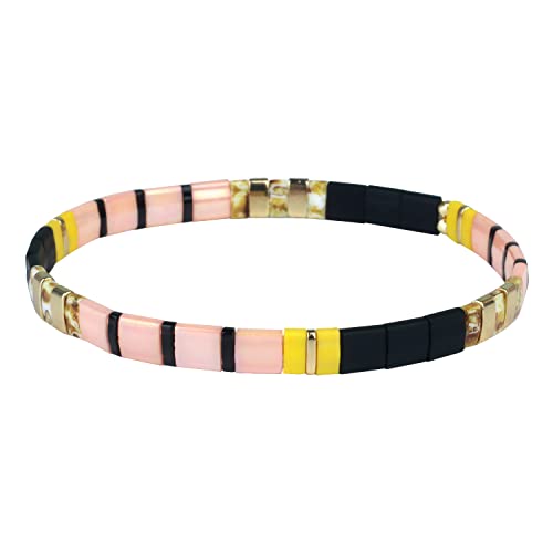 KELITCH Damen Armbänder Tila Perlen Miyuki Perlen Goldene Perlen Elastische Wrap für die Anpassung stapelbar Mode Schmuck Set für Damen von KELITCH