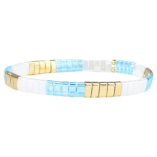 KELITCH Frauen Stretchy Armband mit Tila Perlen Strang Armband Trendy täglichen Schmuck für Frauen stapelbar Armband Freundschaft Geschenk (08N) von KELITCH