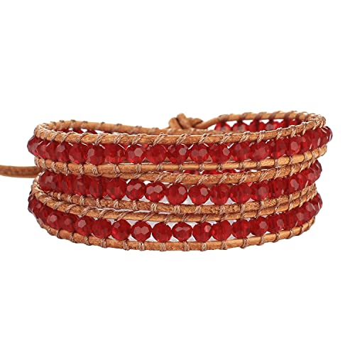 KELITCH Frauen Kristall Perlen Leder 3 Wickelarmbänder Einstellbare Freundschaft Armbänder Handgemachte Armreifen von KELITCH