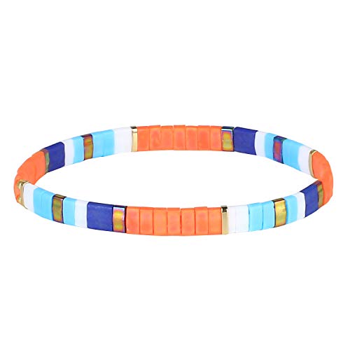 KELITCH Frauen Regenbogen Tila Perlen Armbänder Bunte Charm Armband Handgemachte Stretch Armbänder von KELITCH
