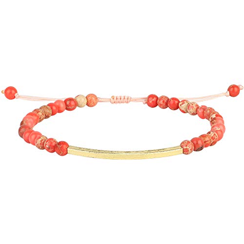 KELITCH Freundschaft Armbänder Handgefertigt Single Strang Gold Wulstig Bar Armbänder Schick Armreif (Rot H) von KELITCH