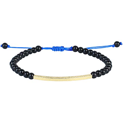 KELITCH Freundschaft Armbänder Handmadee Single Strang Gold Perlen Bar Armbänder Chic Armreif (schwarz) von KELITCH