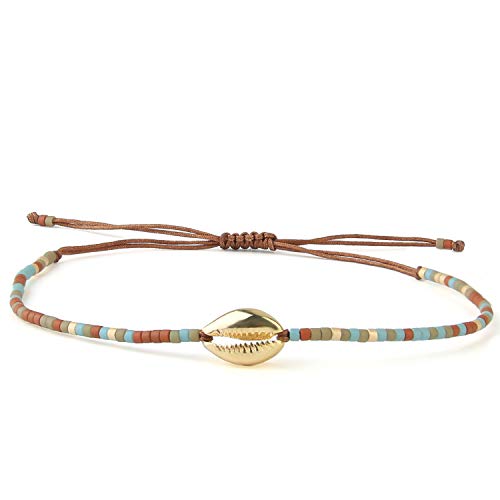 KELITCH Gold Shell Cowry Seed Perlen Armbänder Chic Strand Muschel Strang Armbänder Für Mädchen (Bunt O) von KELITCH