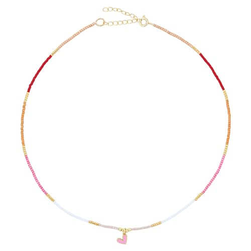 KELITCH Herz Anhänger Halskette Miyuki Perlen Choker Halskette Handgemachte Strand Halskette Schmuck für Frauen von KELITCH